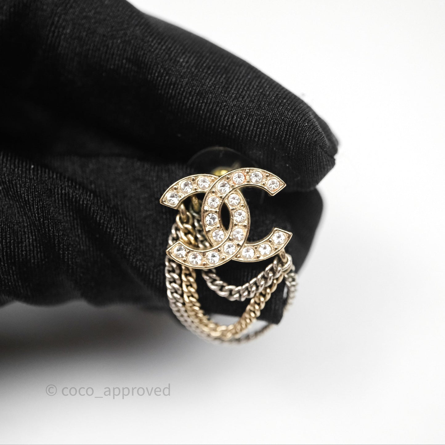 Chanel Crystal CC Chain Pendant Earrings 21B