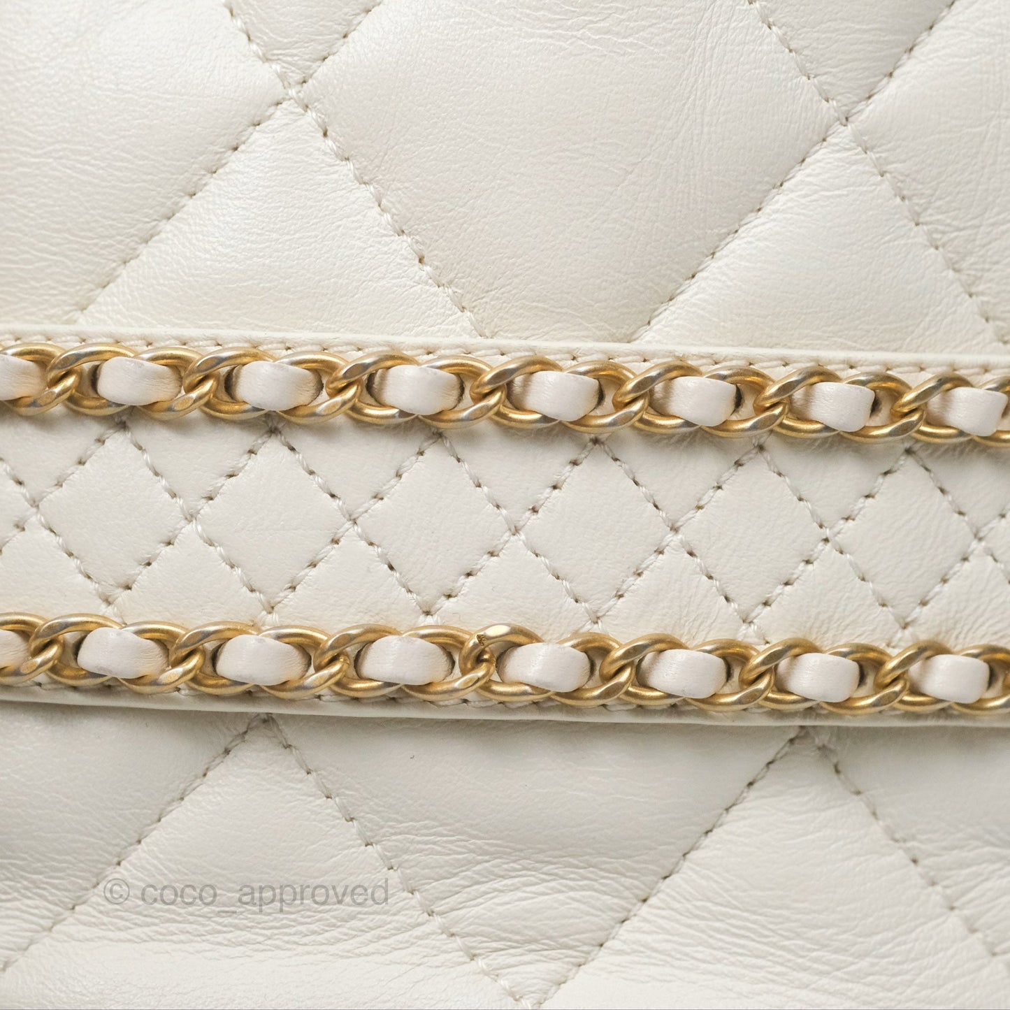 Chanel Quilted Drawstring Bucket Bag Ivory Lambskin Aged Gold Hardware