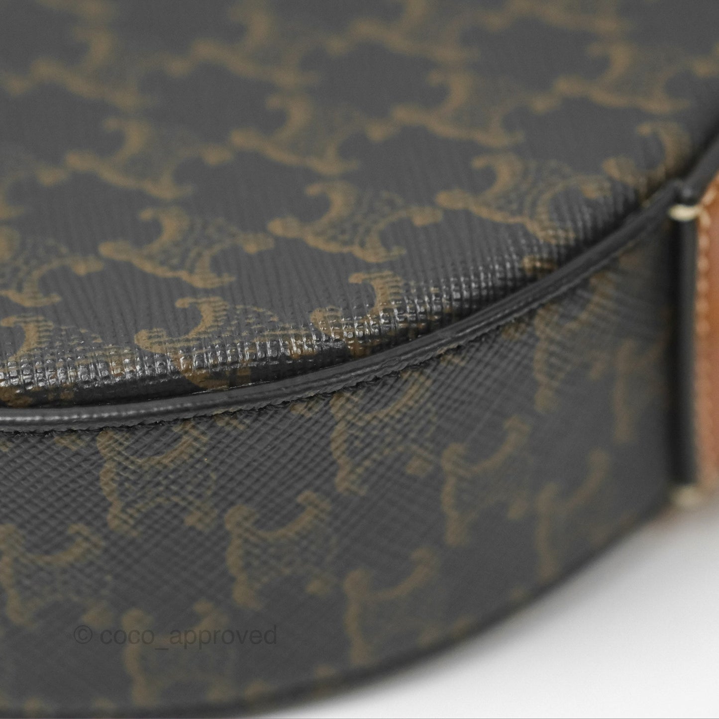 Celine Round Purse on Strap Triomphe Canvas Tan