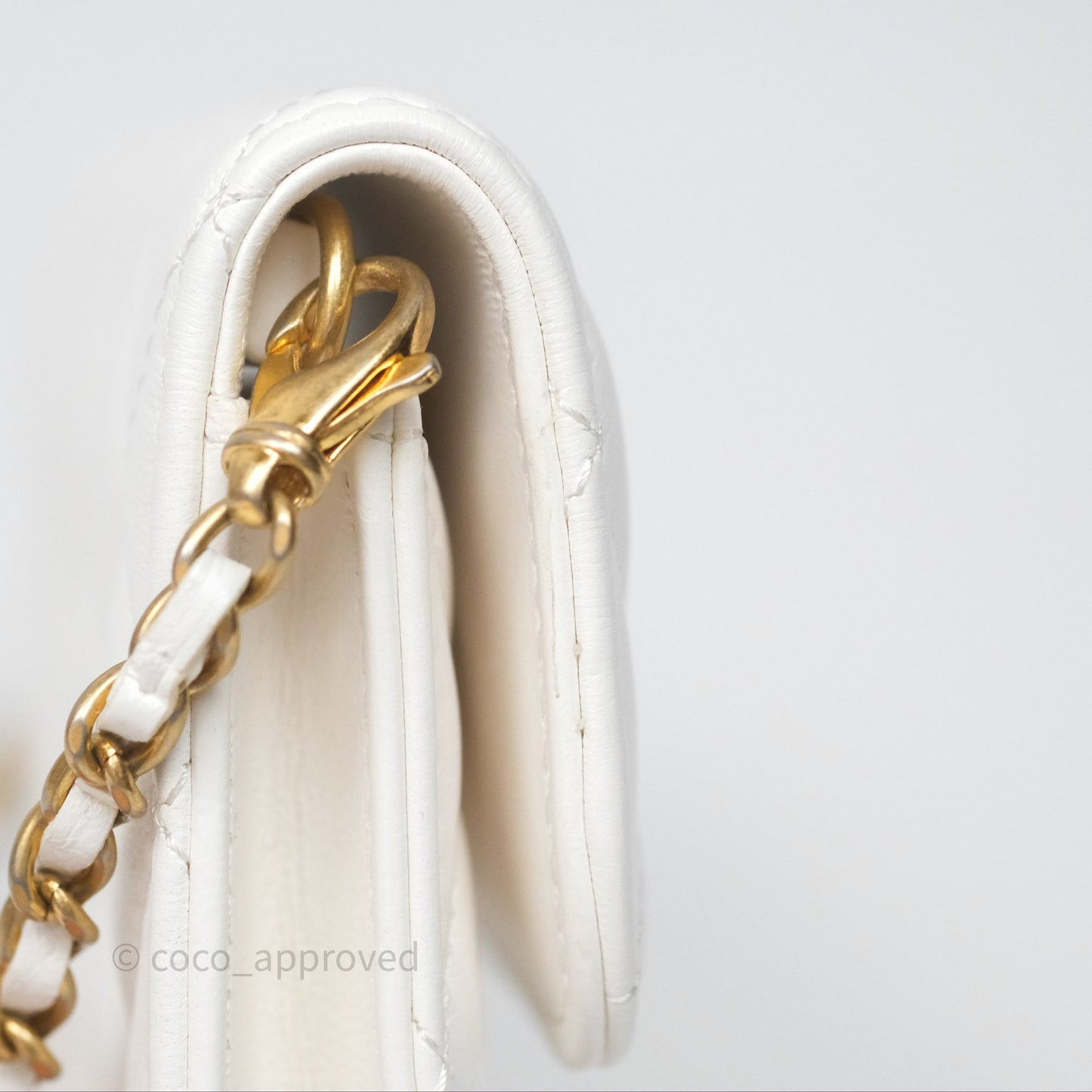 Chanel Mini Pearl Crush Clutch With Chain Belt Bag White Aged Gold Hardware