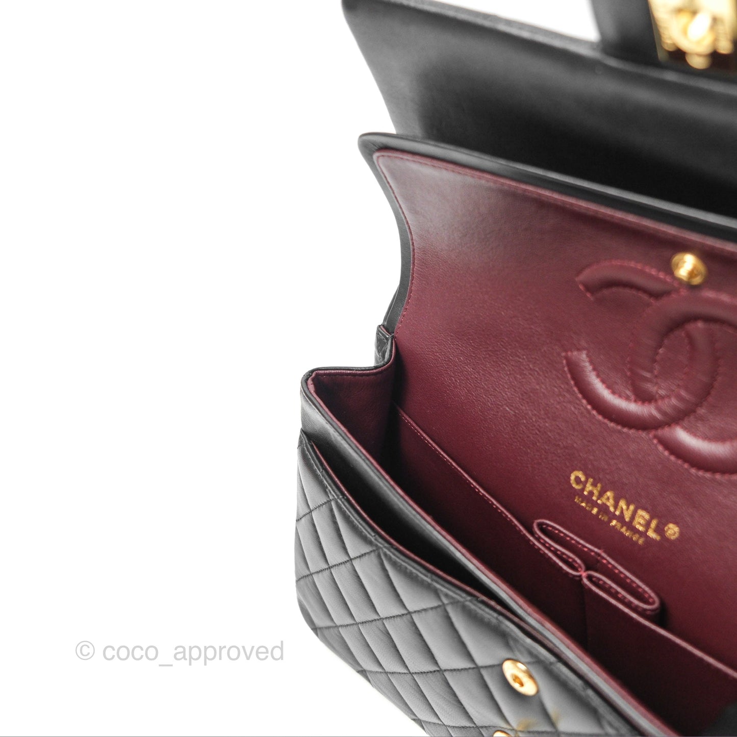 Chanel Classic M/L Medium Flap Quilted Black Lambskin Gold Hardware