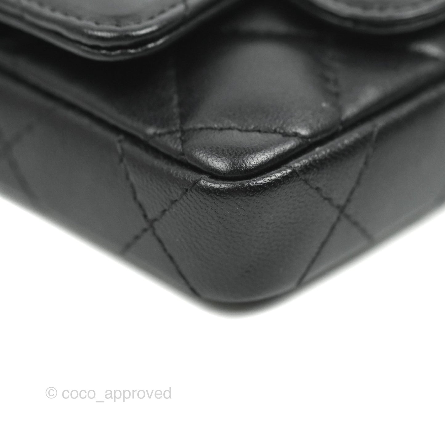 Chanel Mini Card Holder Chain Belt Bag Black Lambskin Silver Hardware 21B