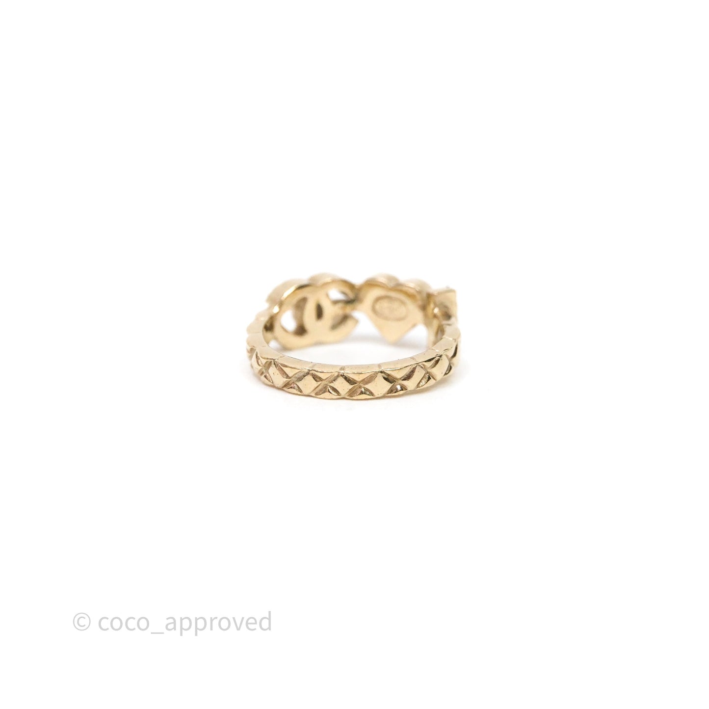 Chanel I Heart CC Logo Ring Gold Tone 17P