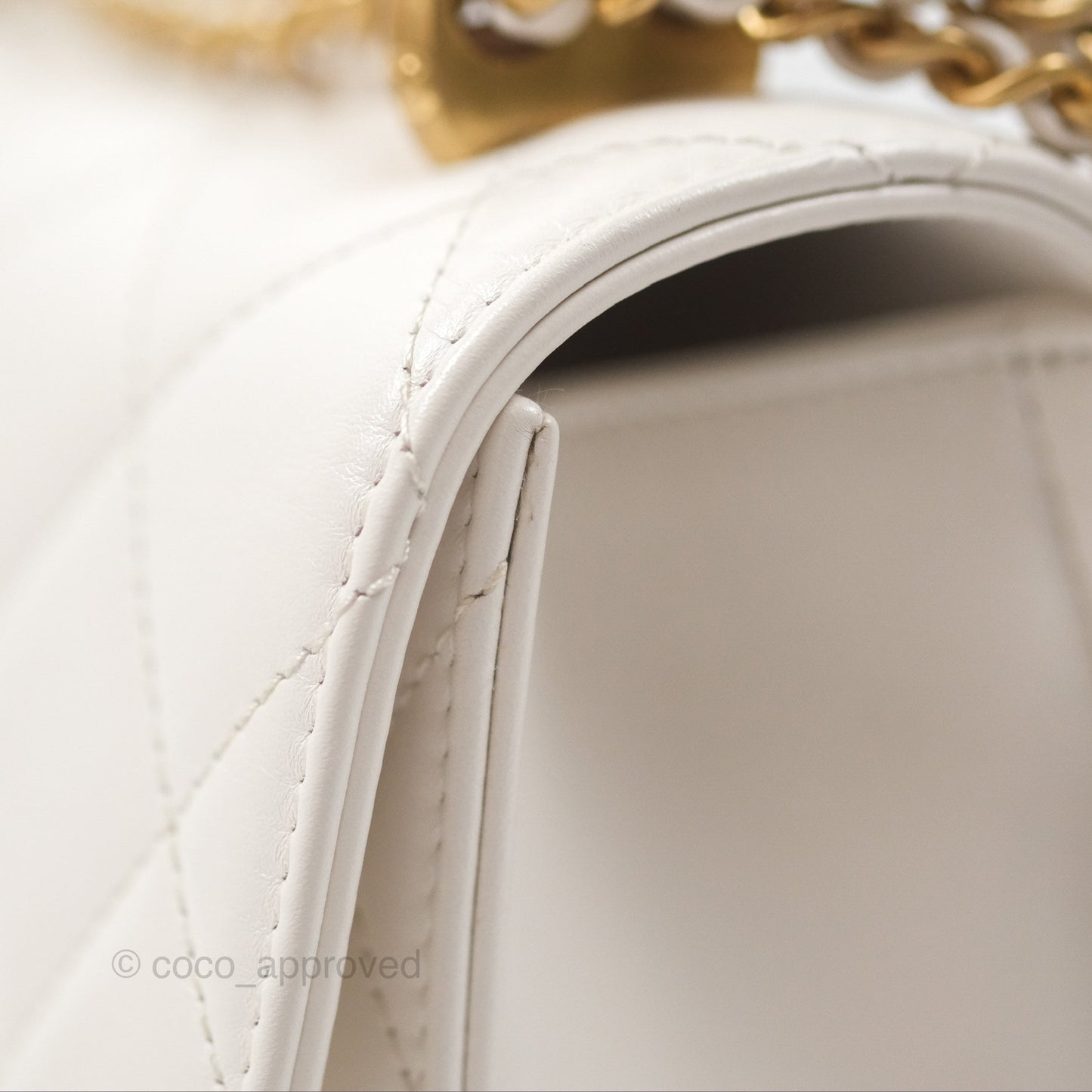 Chanel Quilted Mini Perfect Fit Adjustable White Calfskin Gold Hardware 24C