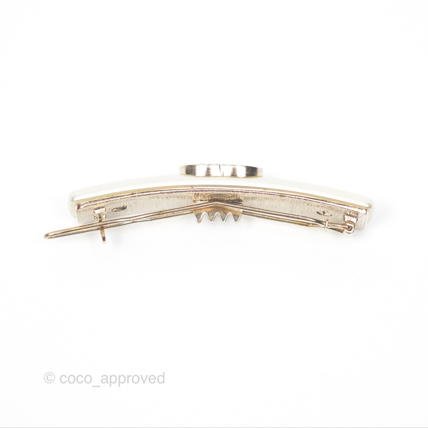 Chanel Crystal CC Pearl Hair Clip Gold Tone 21B