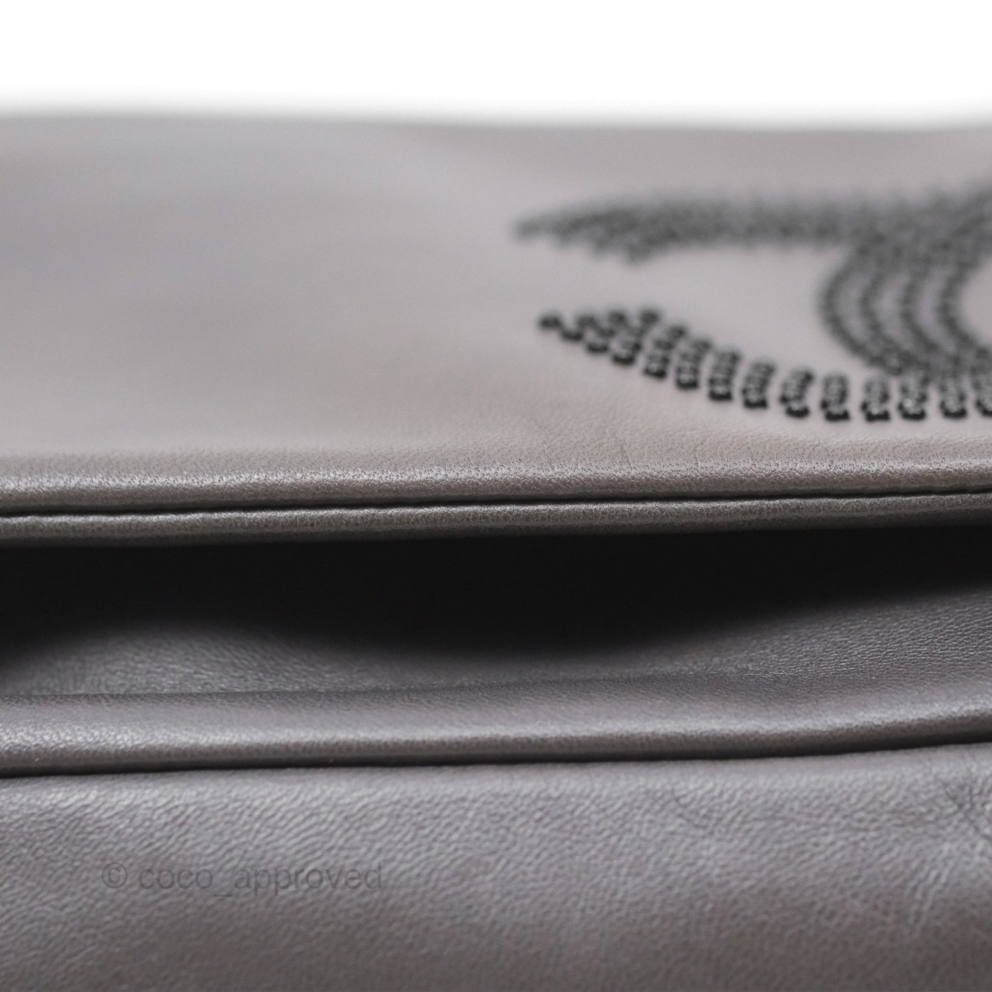 Chanel Studded CC East West Flap Shoulder Bag Lambskin Dark Grey
