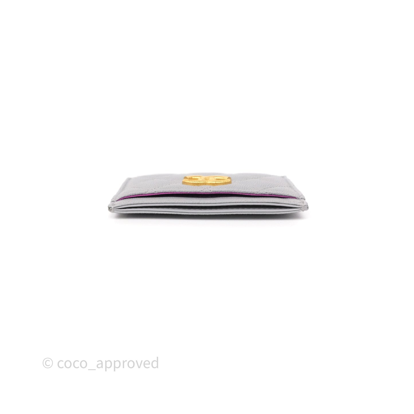 Chanel Card Holder Grey Caviar Gold Hardware