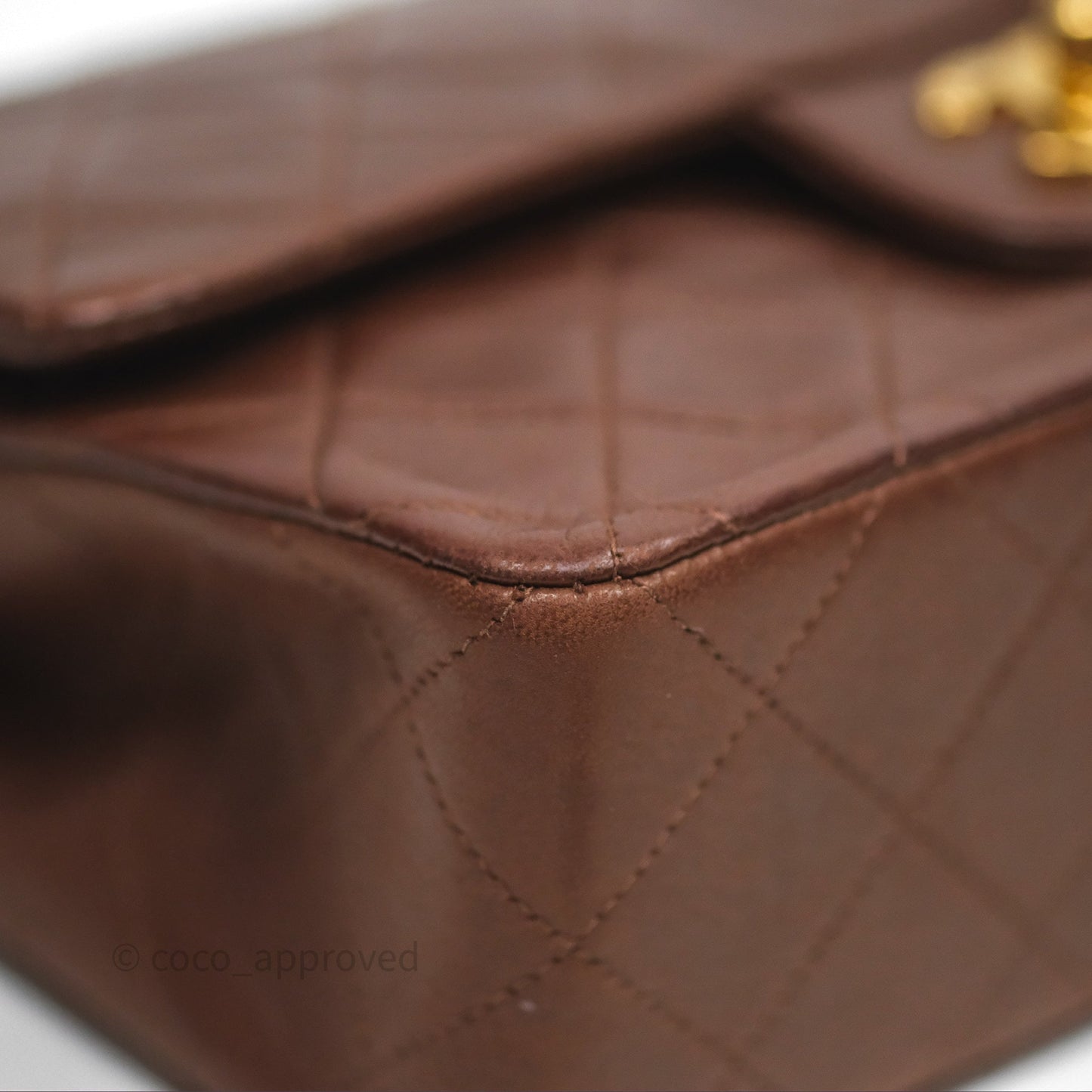 Chanel Vintage Small Classic Flap Brown Lambskin 24K Gold Hardware