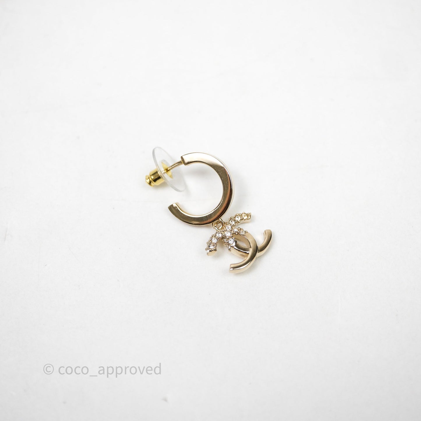 Chanel CC Crystals Drop Earrings Gold Tone 22K