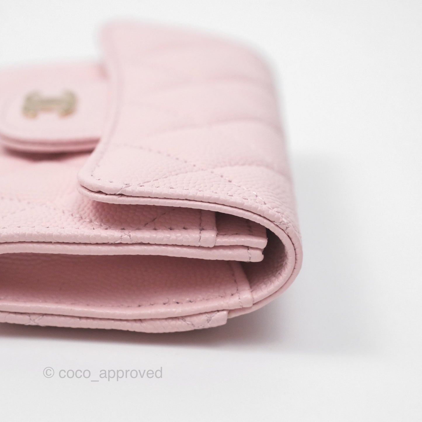 Chanel Quilted Flap Card Holder Caviar Pink Gold Hardware