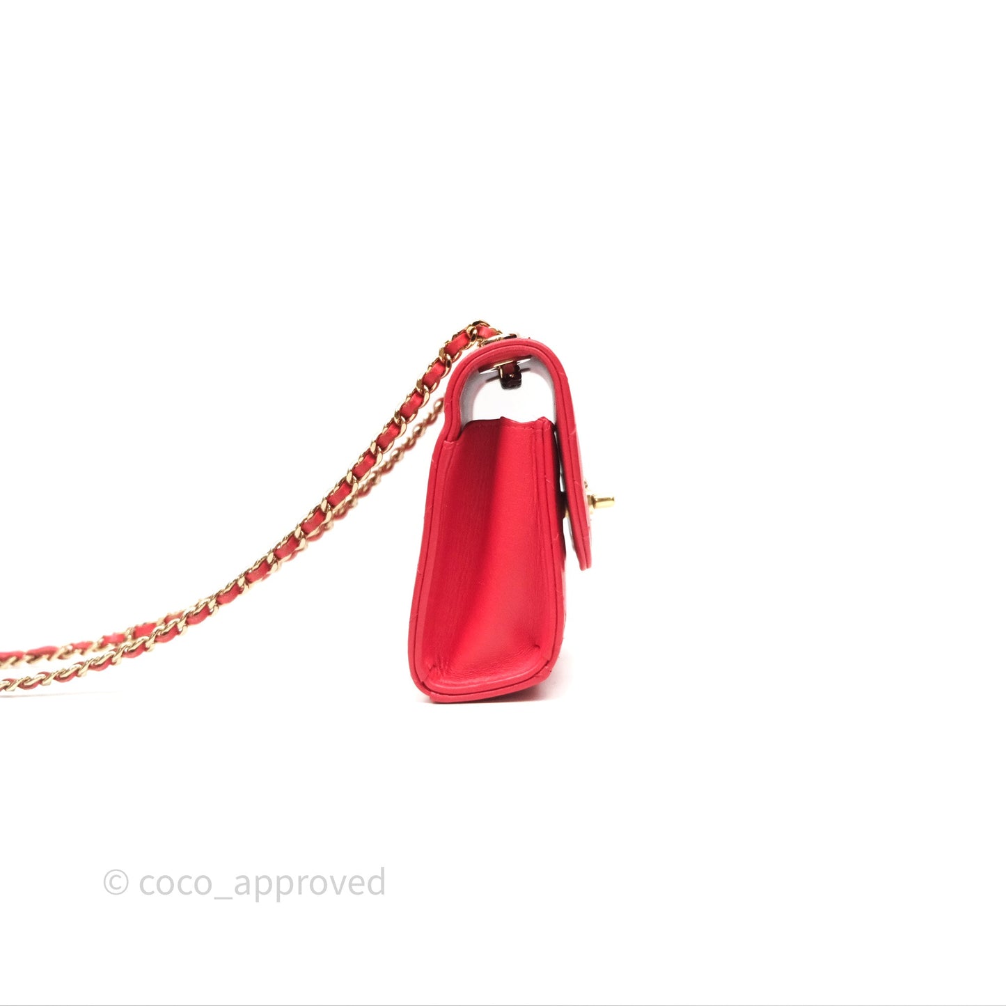 Chanel Mini Quilted Trendy CC Clutch With Chain Red Lambskin Gold Hardware