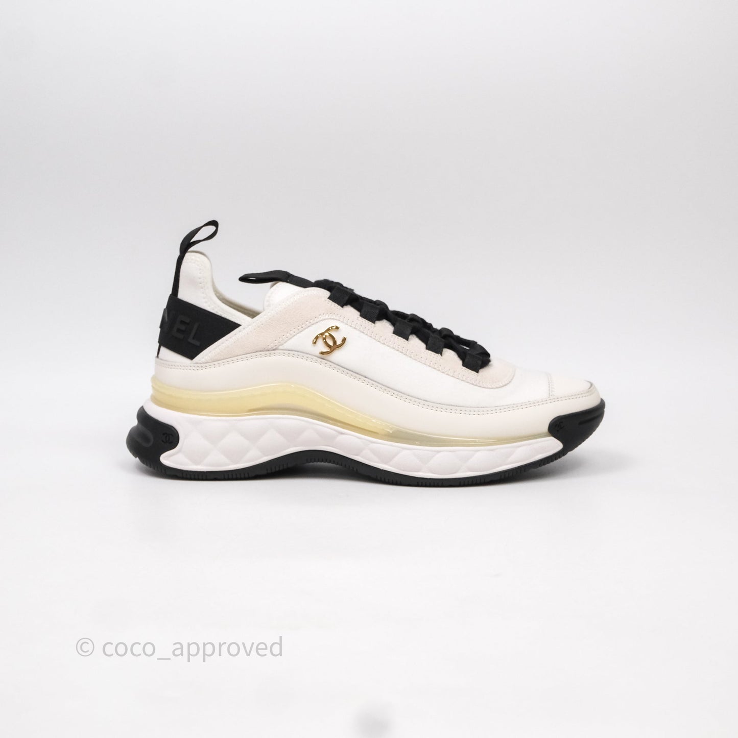 Chanel CC Sneakers Cream Black Size 37.5