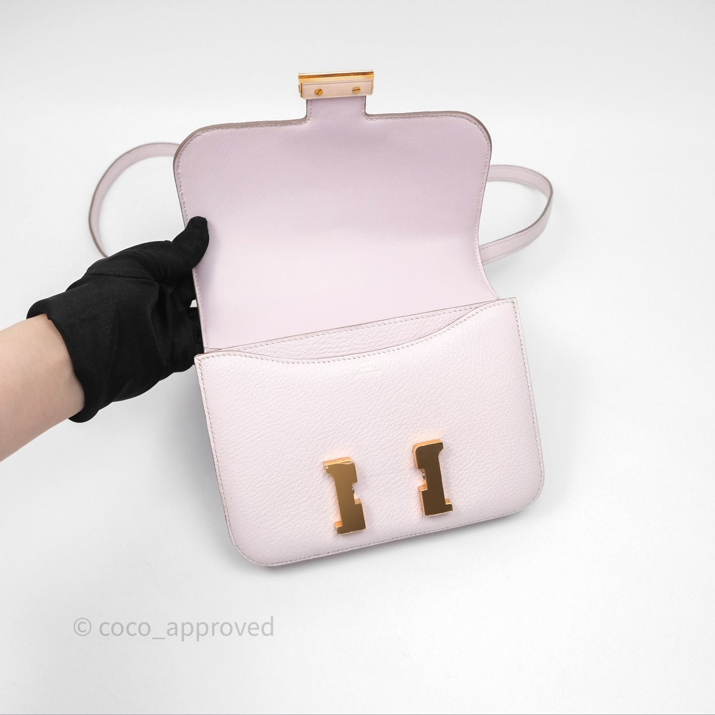 Hermès Constance Mini 18cm Mauve Pale Chevre Mysore Rose Gold Hardware