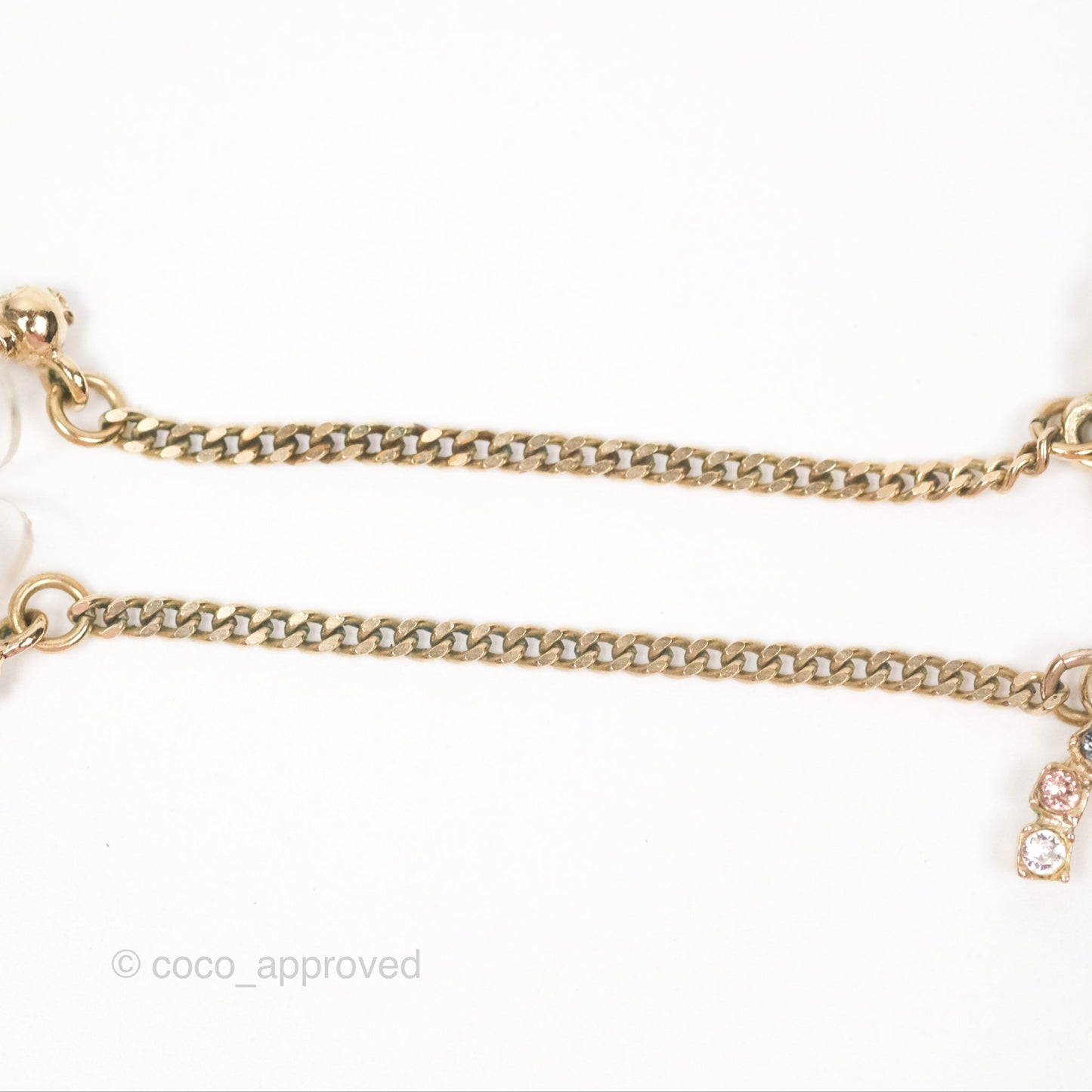Chanel Multicolor Crystal CC Drop Earrings Gold Tone