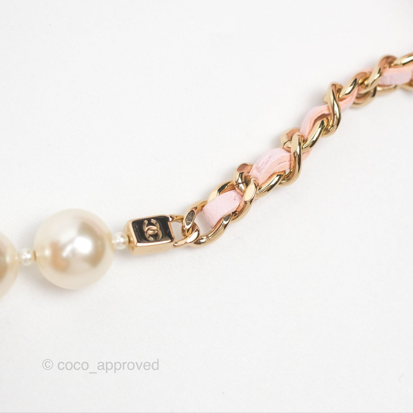 Chanel Wallet On Chain WOC Pearl Chain Iridescent Light Pink Lambskin Gold Hardware
