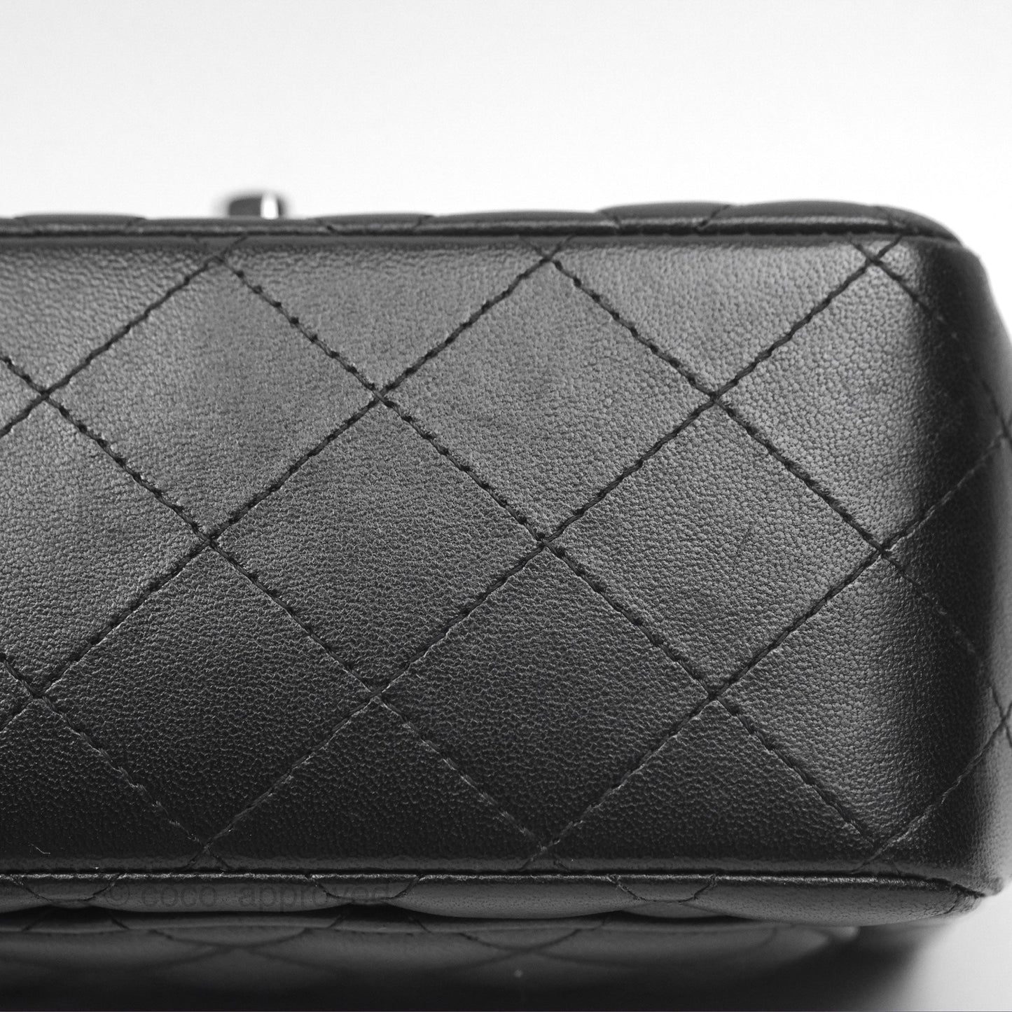 Chanel Mini Square Flap Quilted Black Lambskin Silver Hardware