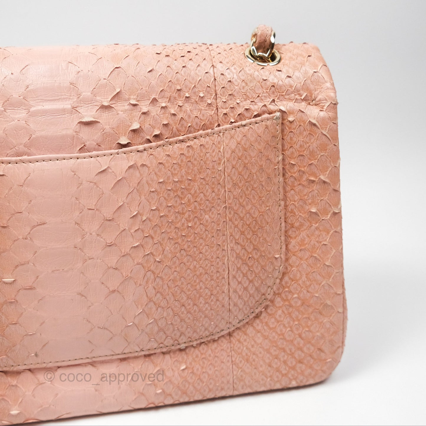 Chanel Jumbo Double Flap Python Pink Gold Hardware