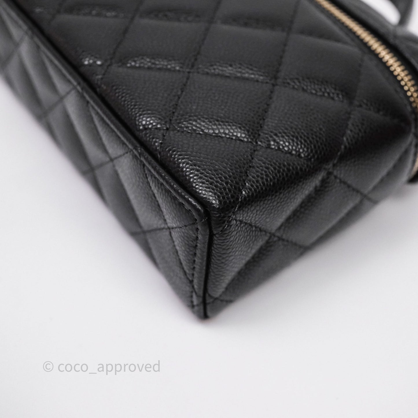 Chanel Top Handle Long Vanity with Chain Black Caviar Gold Hardware