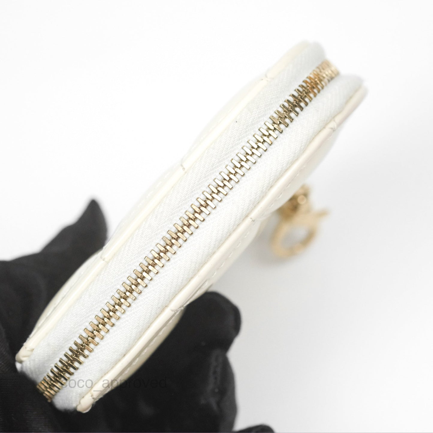 Chanel Heart Clutch with Chain with Coin Purse Black White Patent