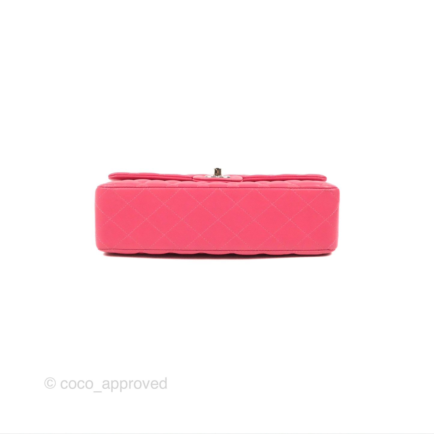 Chanel Classic M/L Medium Flap Quilted Pink Lambskin Silver Hardware