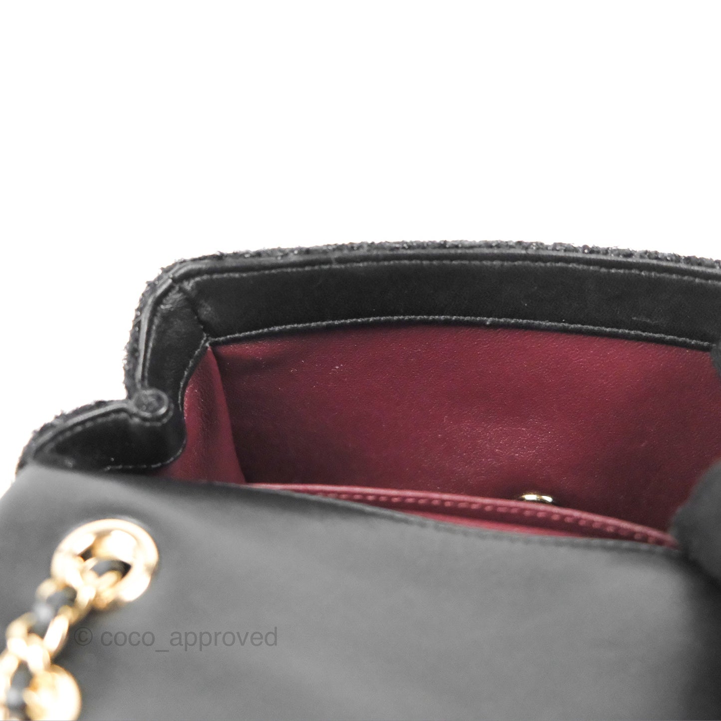 Chanel Black Faux Pearl Embellished Tweed Mini Cosmos Flap Bag