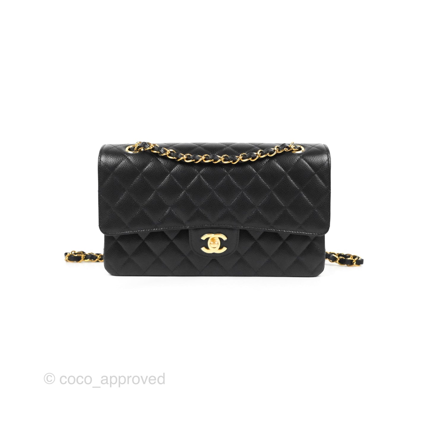 Chanel Classic M/L Medium Flap Quilted Black Caviar Gold Hardware