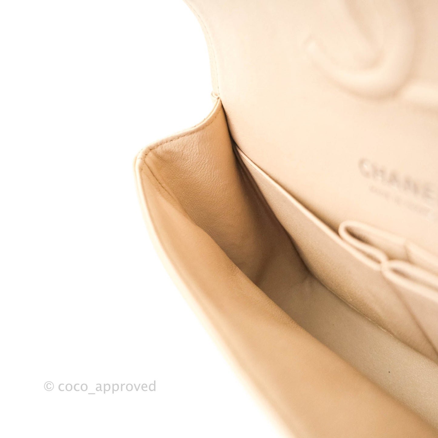Chanel M/L Medium Double Flap Bag Iridescent Beige Caviar Silver Hardware