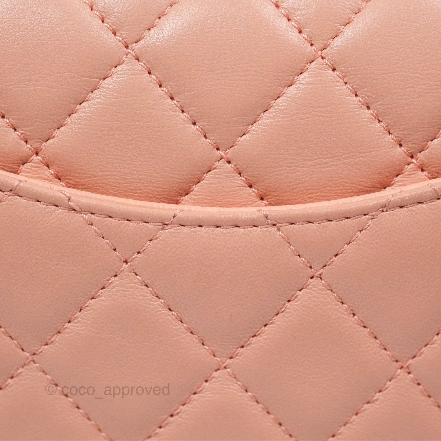 Chanel Pearl Crush Mini Square Quilted Peach Beige Lambskin Aged Gold Hardware