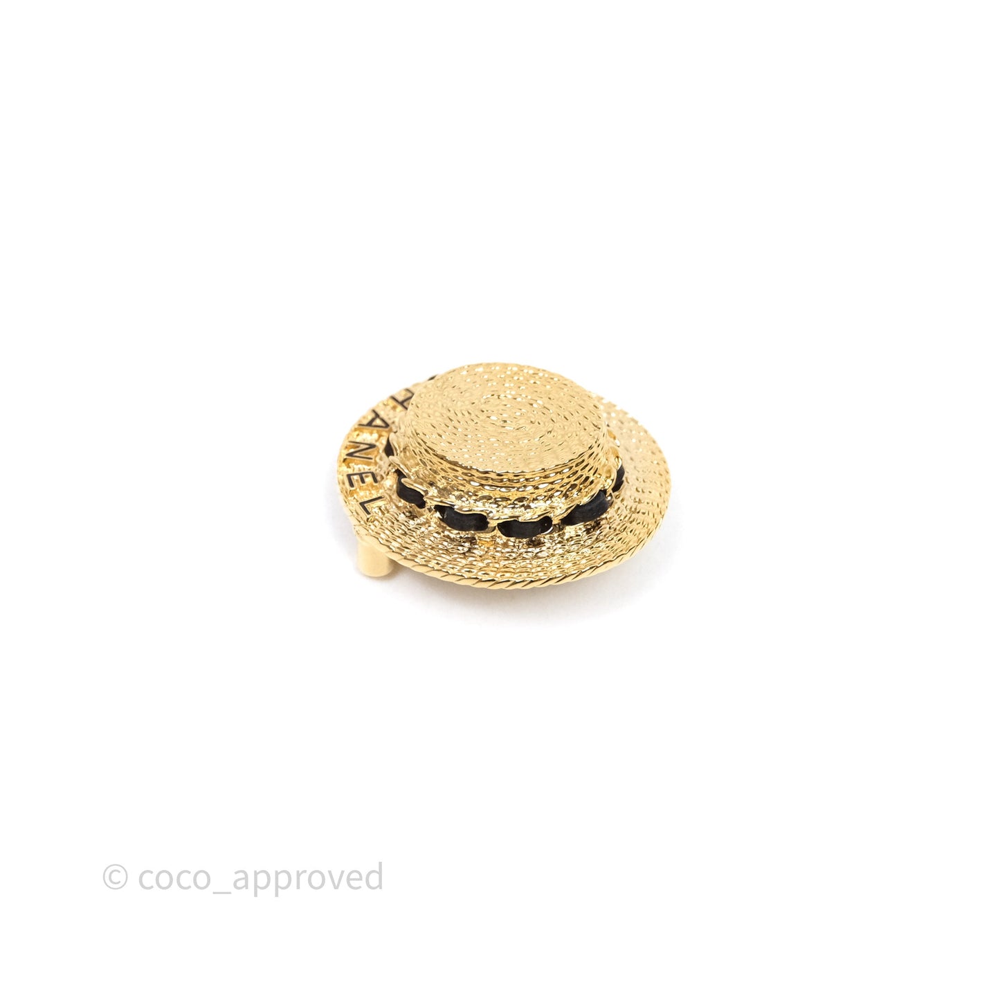 Chanel Straw Hat Brooch Gold Tone 25c
