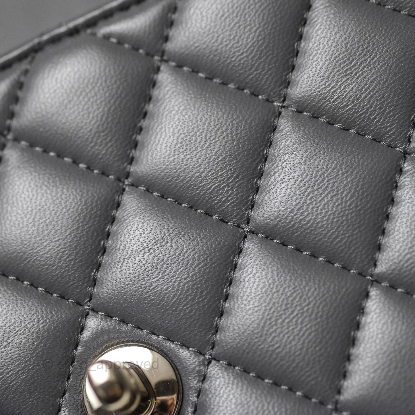 Chanel Top Handle Mini Rectangular Flap Grey Lambskin Gold Hardware