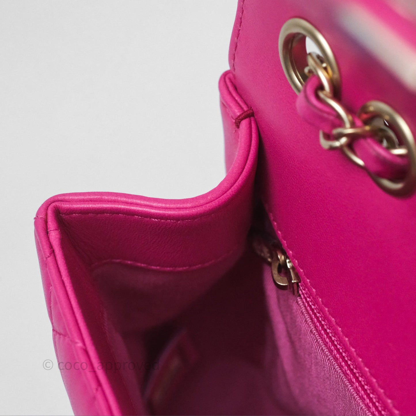 Chanel Quilted Mini Mademoiselle Chic Flap Dark Pink Lambskin Aged Gold Hardware