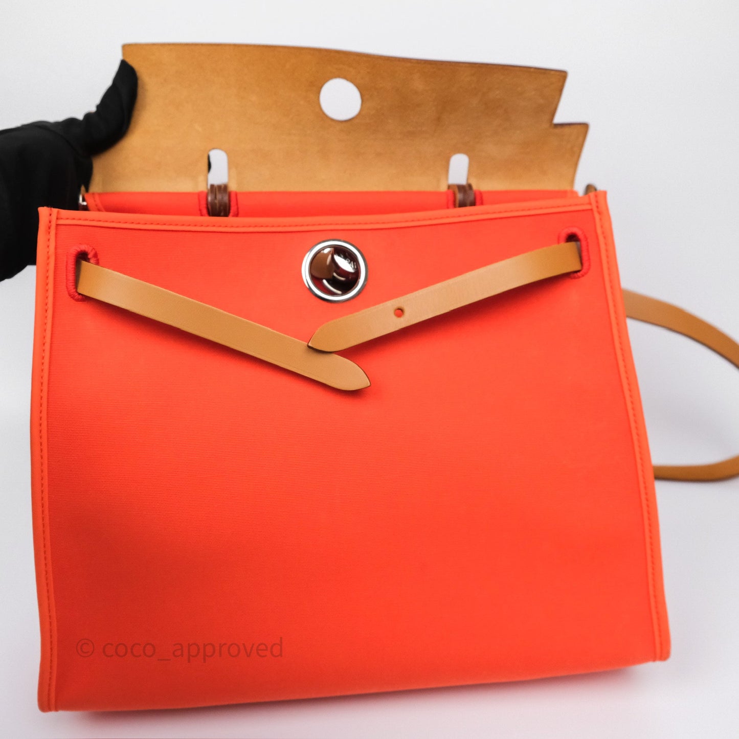 Hermès Herbag Zip 31 Capucine 9T / Fauve 34 Canvas Palladium Hardware