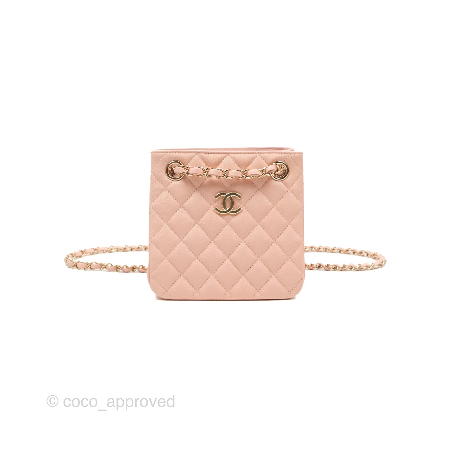 Chanel Mini Bucket Tote Pink Caviar Gold Hardware 22S