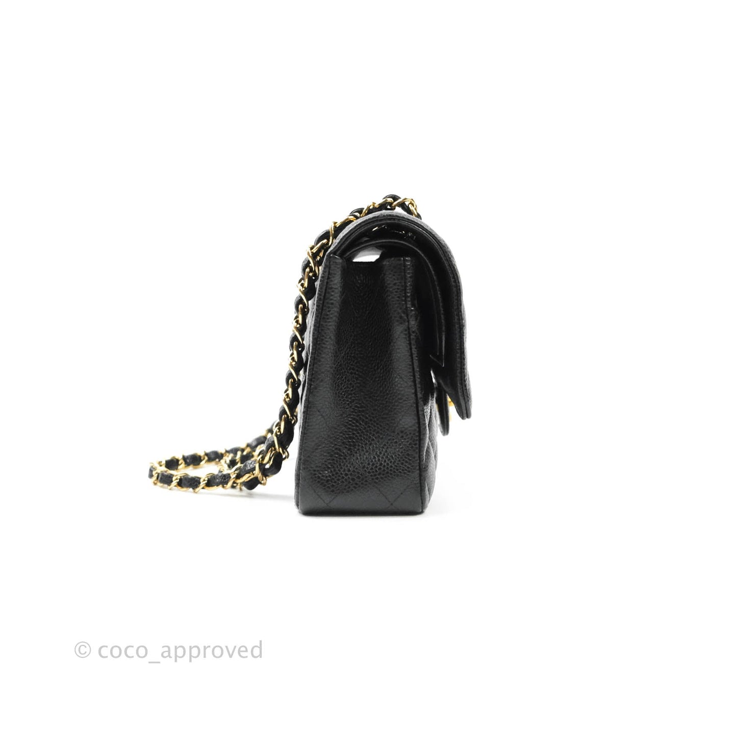 Chanel Quilted M/L Medium Double Flap Black Caviar Gold Hardware