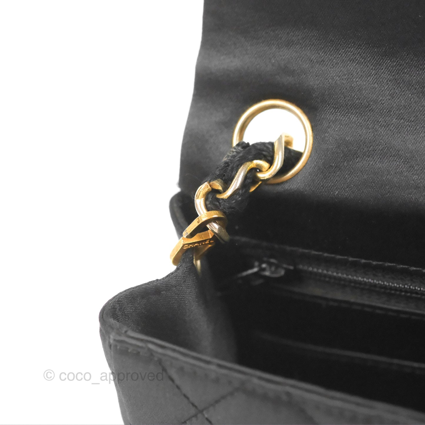 Chanel Mini Square Black Satin Gold Hardware