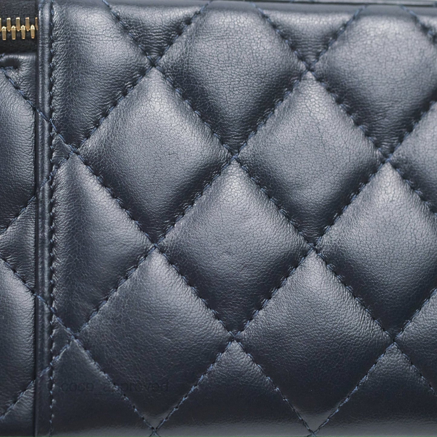 Chanel All Slide Vanity with Adjustable Chain Navy Lambskin Aged Gold Hardware