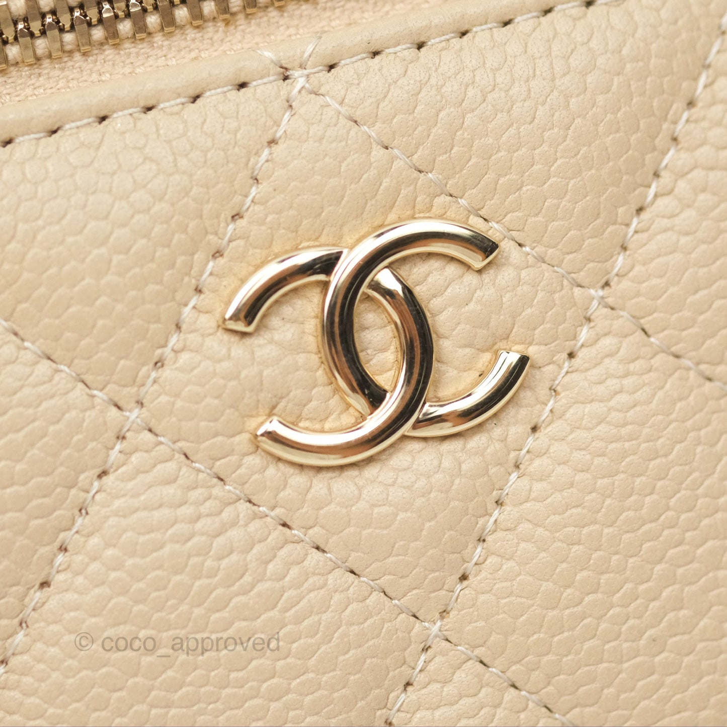Chanel Mini Vanity With CC Chain Light Beige Caviar Gold Hardware