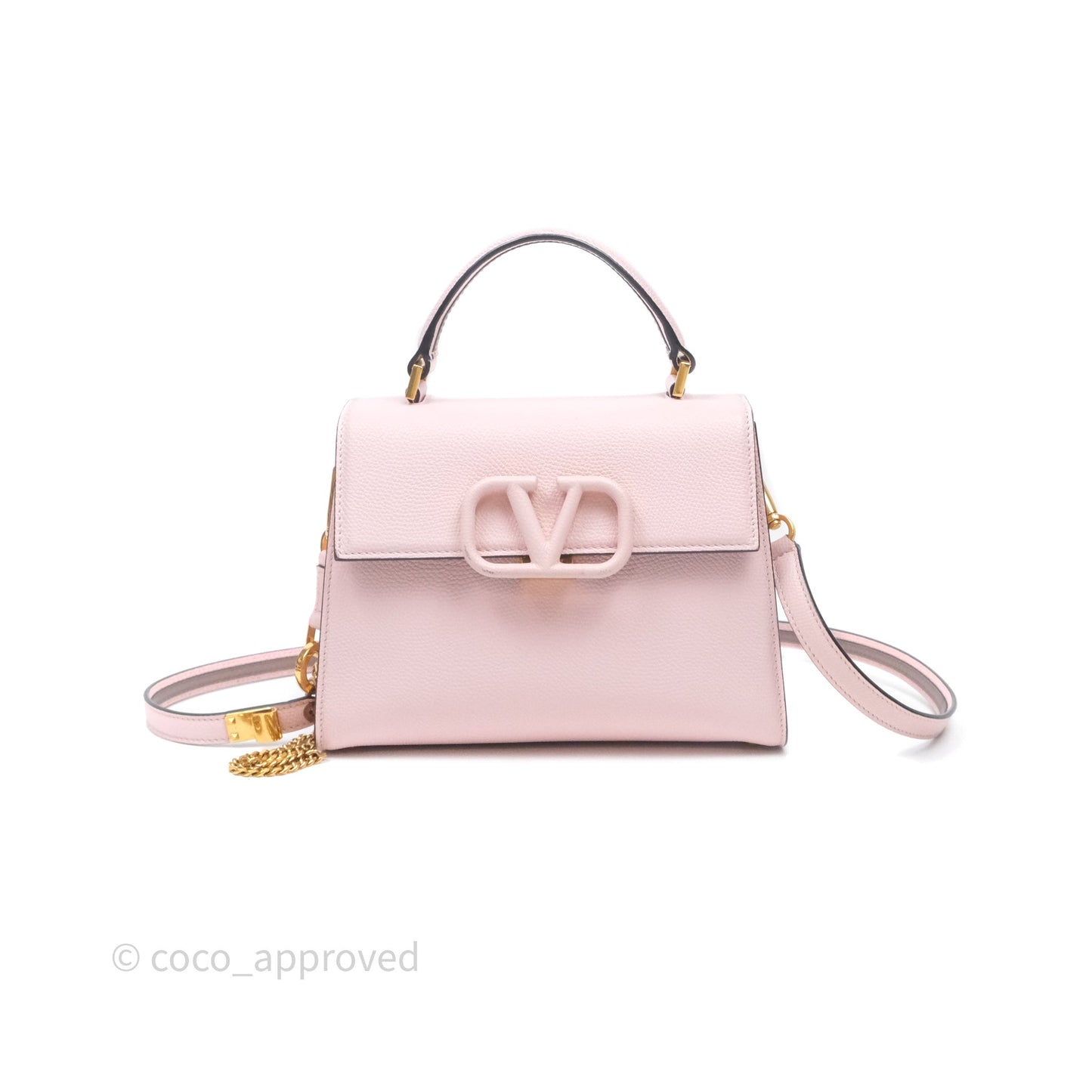 Valentino Garavani Small Vsling Grainy Calfskin Bag Light Pink Aged Gold Hardware