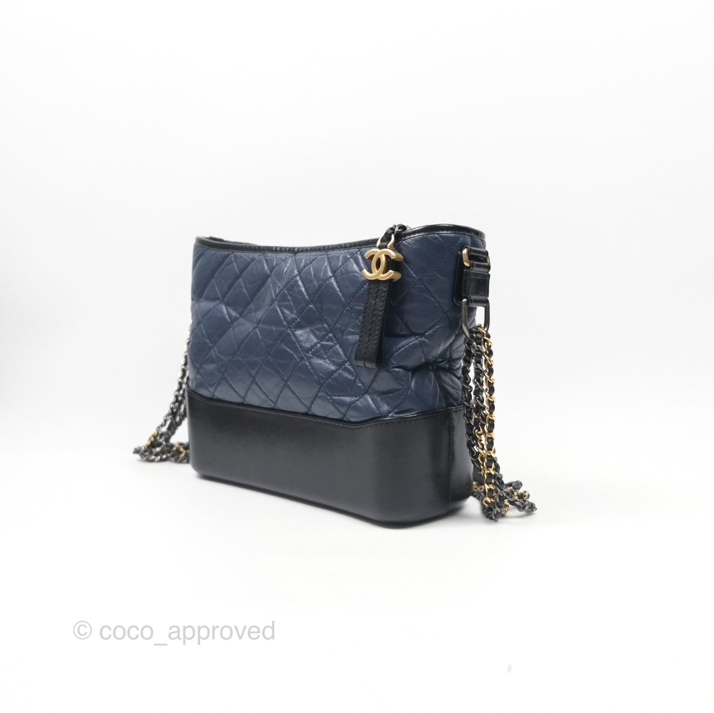 Chanel Large Gabrielle Hobo Navy Black Aged Calfskin Mixed Hardware