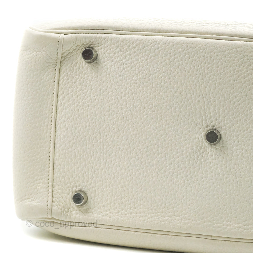 Hermes Lindy 30 White Clemence Palladium Hardware