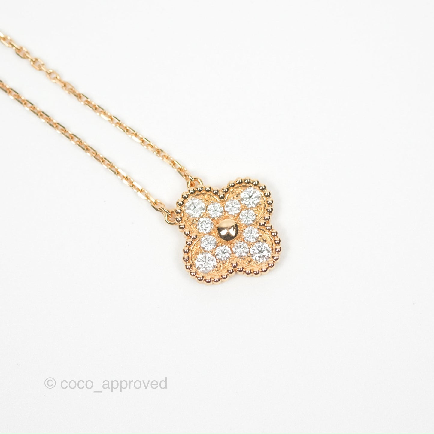 Van Cleef & Arpels Vintage Alhambra Pendant Diamonds Rose Gold
