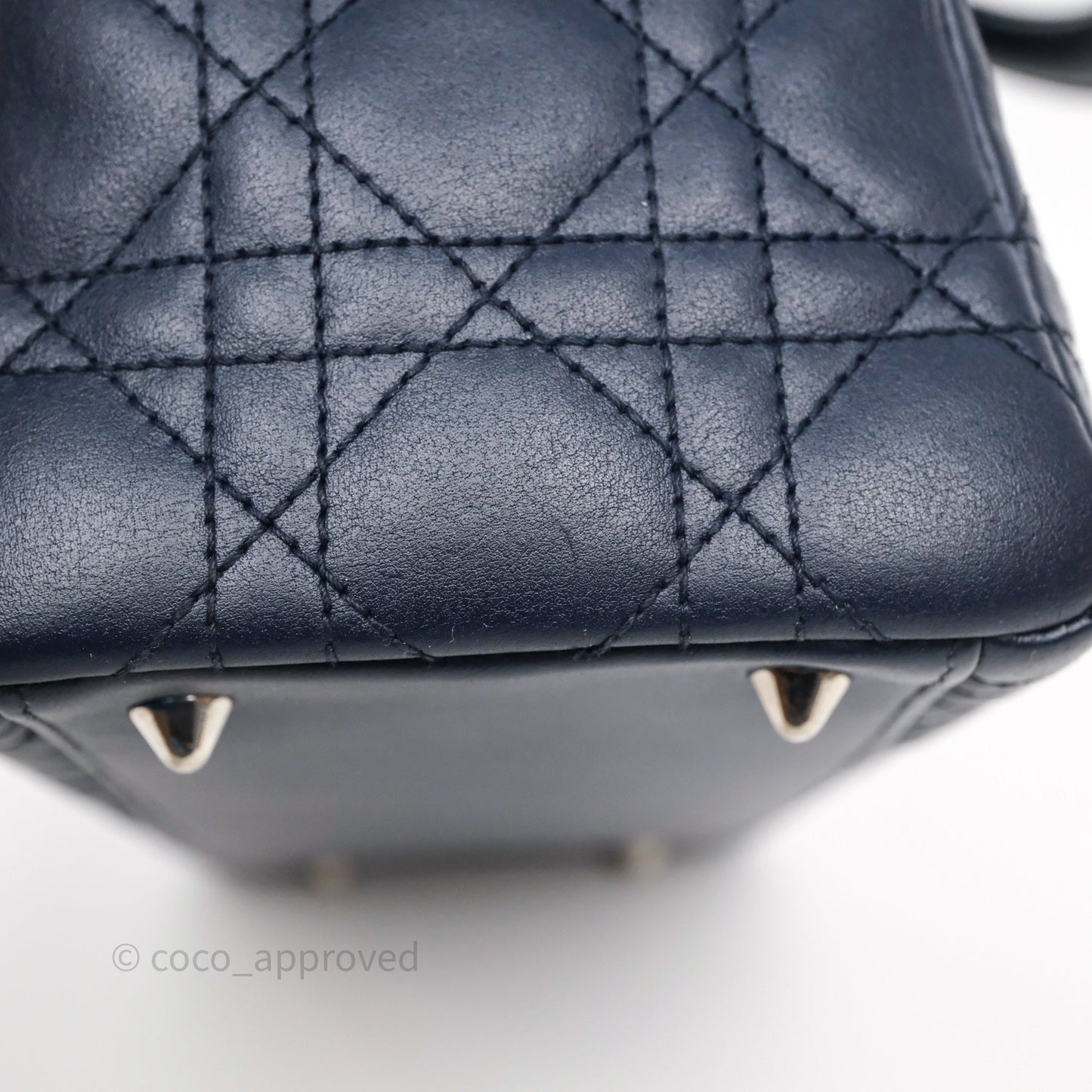 Christian Dior Medium Lady Dior Navy Lambskin Silver Hardware