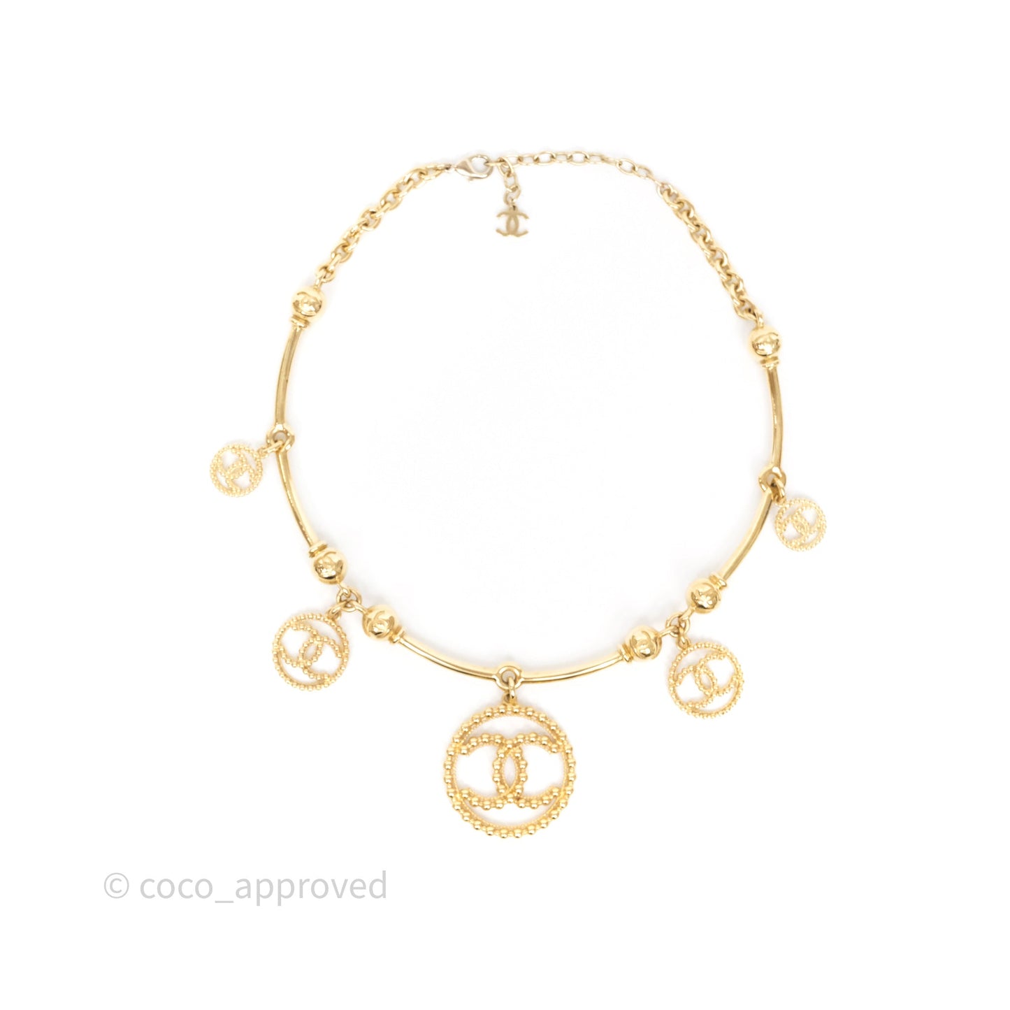 Chanel Round CC Necklace Gold Tone 22C