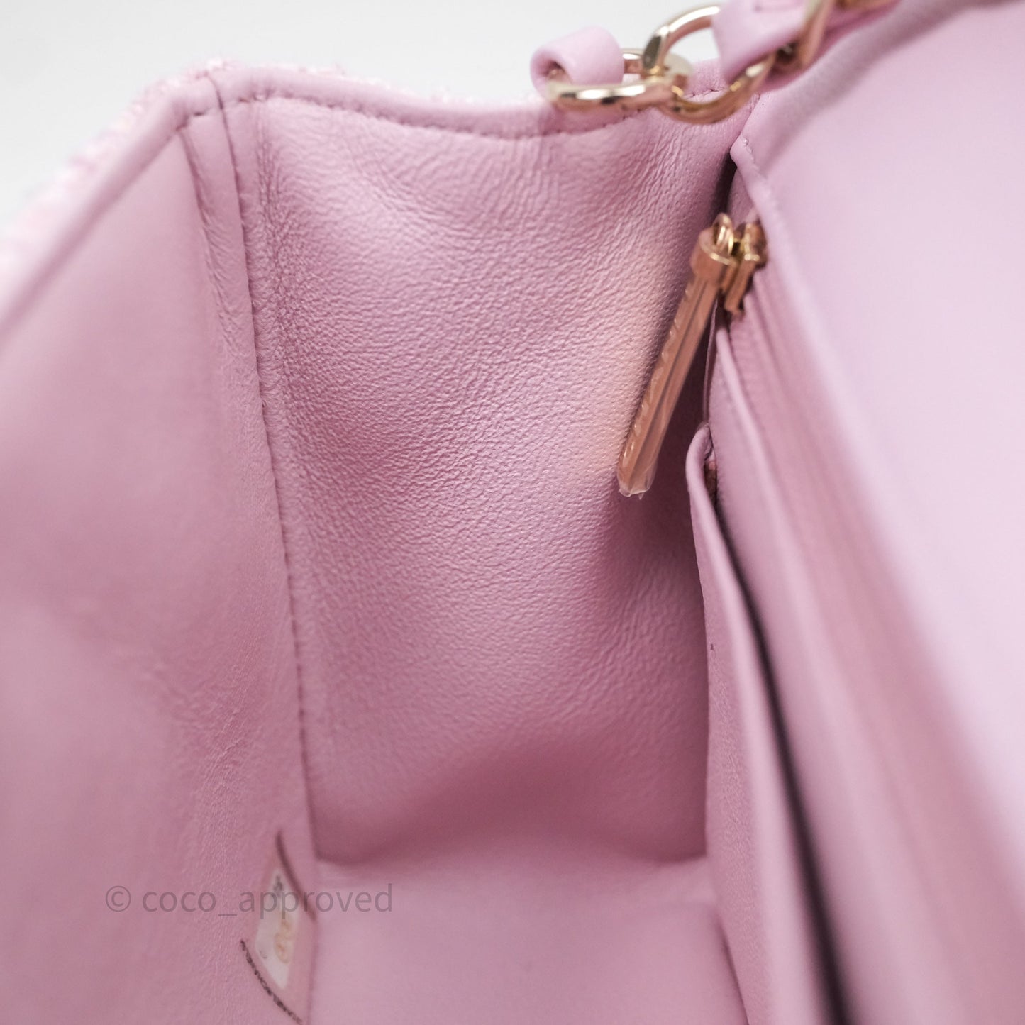 Chanel Classic Mini Rectangular Flap Pink Tweed Gold Hardware