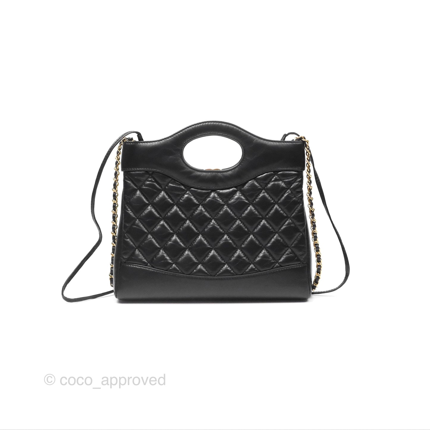 Chanel 31 Mini Black Aged Calfskin Gold Hardware