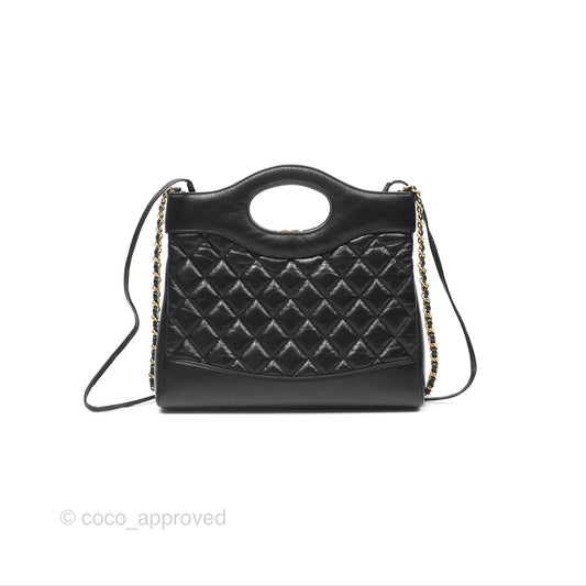Chanel 31 Mini Black Aged Calfskin Gold Hardware