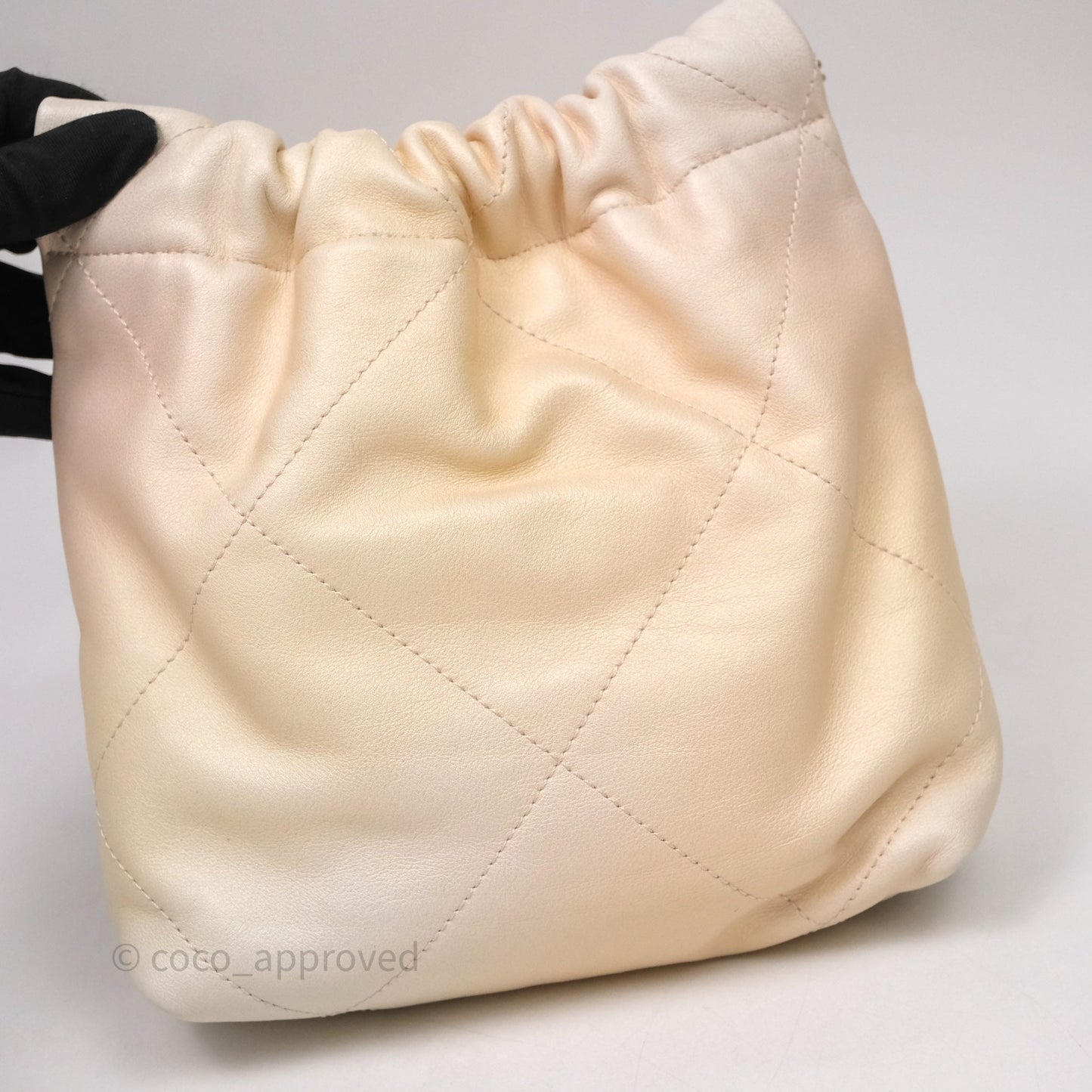 Chanel 22 Mini Bag Iridescent Light Pearly Calfskin Aged Gold Hardware