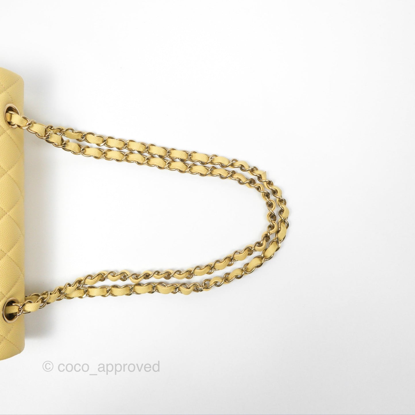 Chanel Small Classic Quilted Flap Yellow Caviar Gold Hardware
