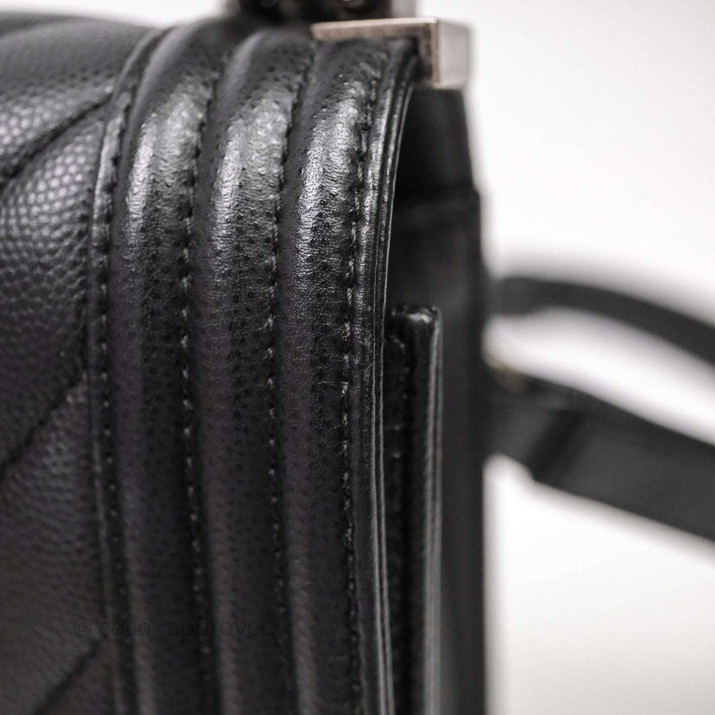 Chanel Medium Boy Chevron Black Caviar Ruthenium Hardware