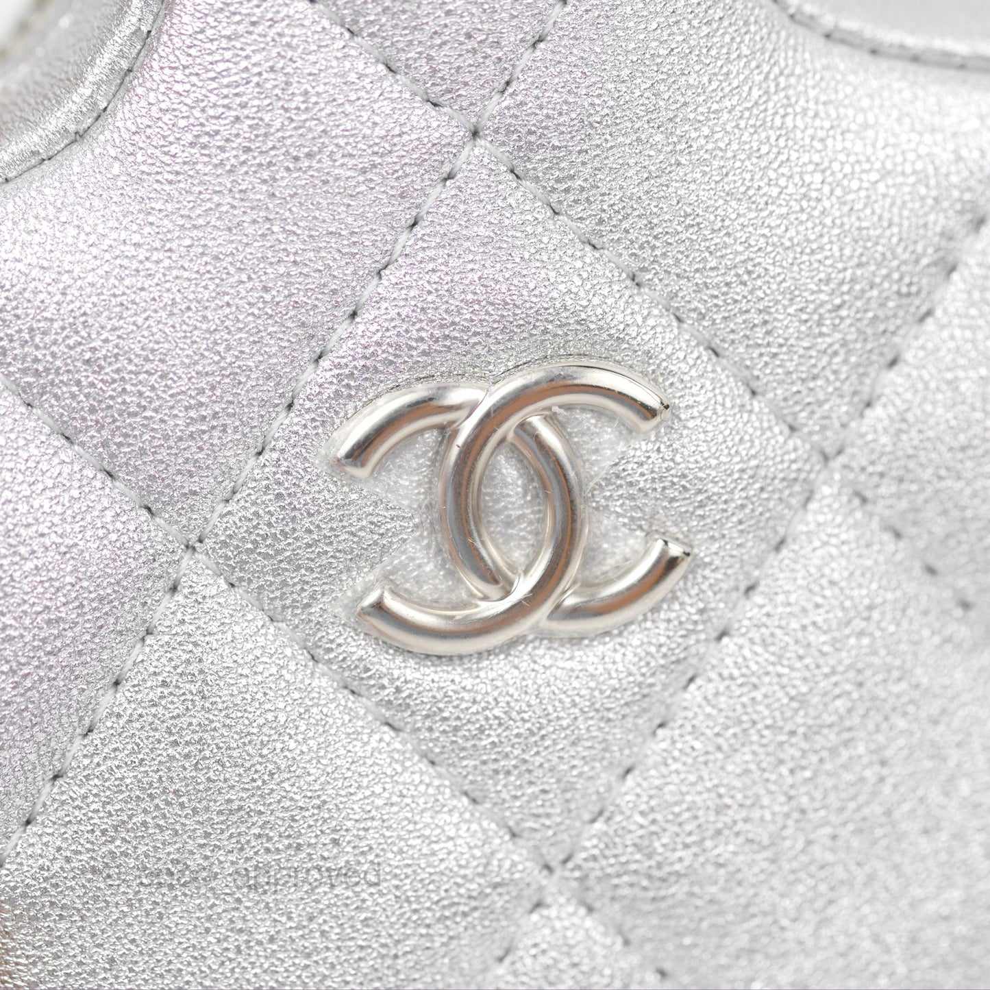 Chanel Star Coin Purse Metallic Silver Lambskin Silver Hardware